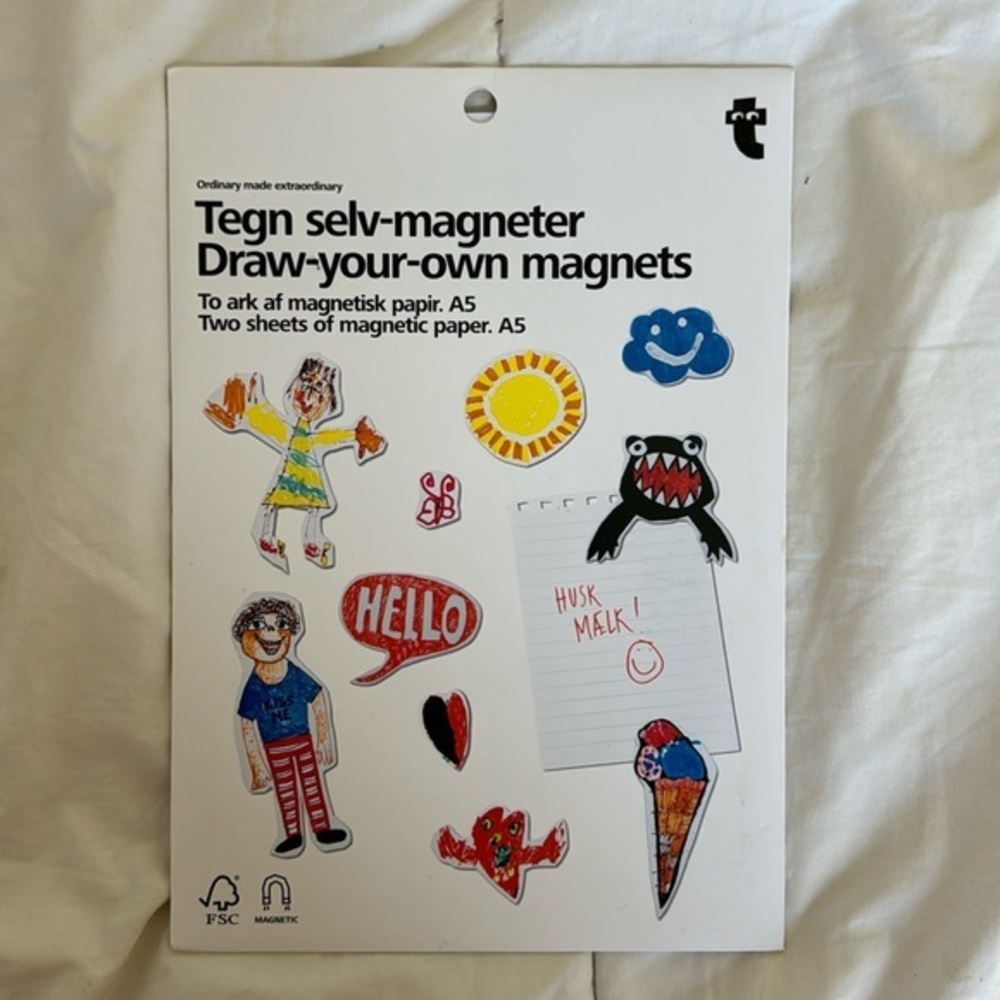 FLYING TIGER Draw your own Magnets Kit - 2 sheets of Magnetic A5 Paper NEW NWT